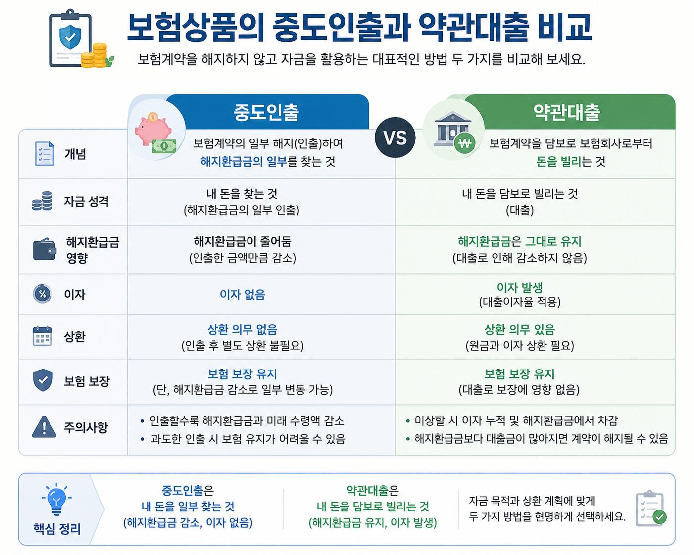 중도인출과 약관대출의 차이점 비교(상세).png 이미지